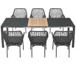 Acamp Gartenmöbel-Set Ausziehtisch Woody und Stapelsessel Rom, 7-teilig