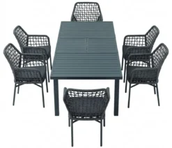 Acamp Gartenmöbel-Set Ausziehtisch Chicago und Stapelsessel Rom, 7-teilig