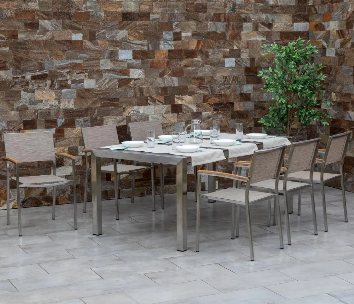 Acamp Gartenmöbel-Set Ausziehtisch Auris und Stapelstuhl Skye, 7-teilig