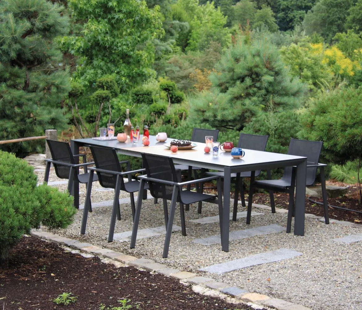 Acamp Gartenmöbel-Set Ausziehtisch Woody und Stapelstuhl Hollywood, 7-teilig