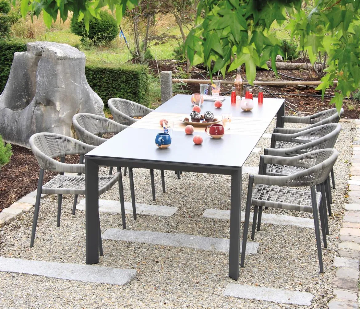Acamp Gartenmöbel-Set Ausziehtisch Woody und Stapelsessel Brooklyn, 7-teilig