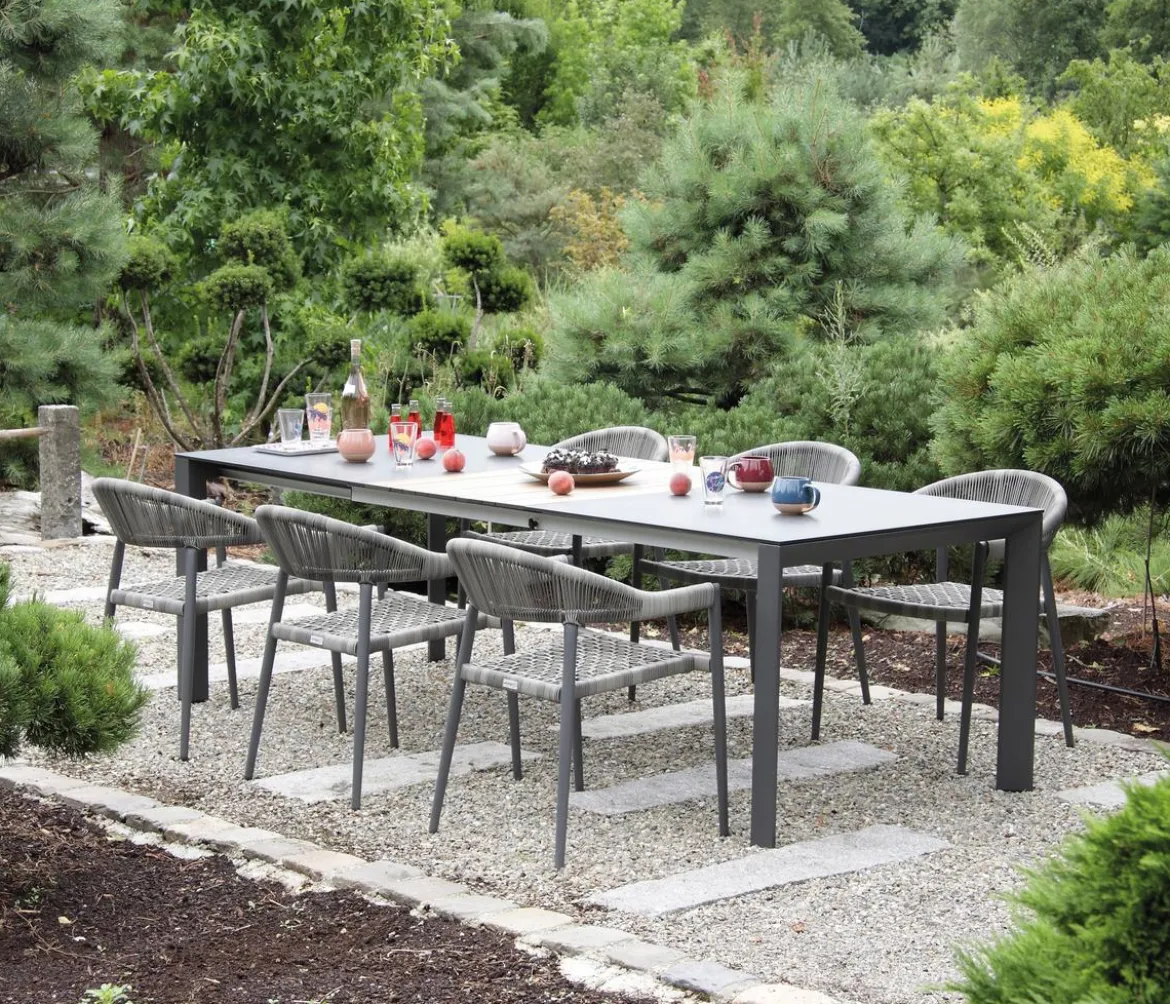 Acamp Gartenmöbel-Set Ausziehtisch Woody und Stapelsessel Brooklyn, 7-teilig