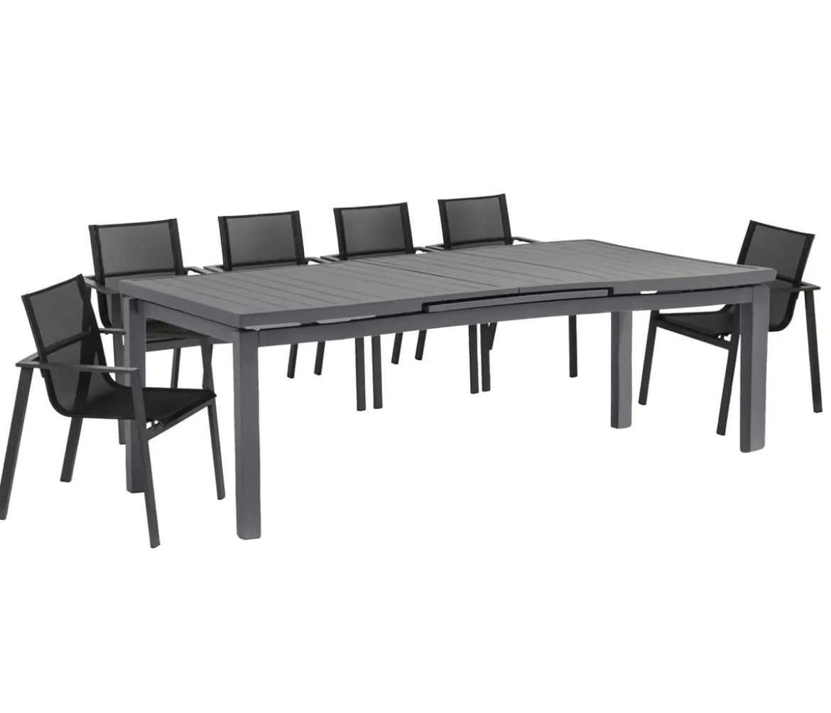Acamp Gartenmöbel-Set Ausziehtisch Chicago und Stapelstuhl Hollywood, 7-teilig