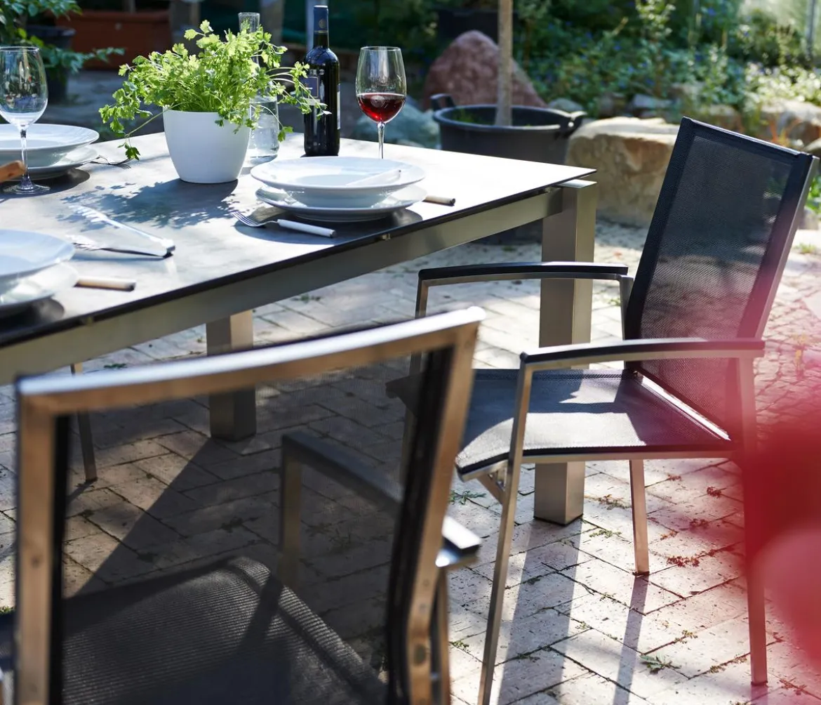 Acamp Gartenmöbel-Set Keramiktisch Auris und Stapelstuhl Auris, 7-teilig