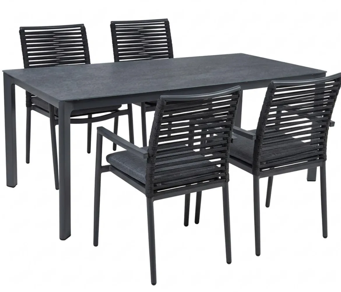 Acamp Gartenmöbel-Set Tisch Rom und Stapelstuhl New Jersey, 5-teilig