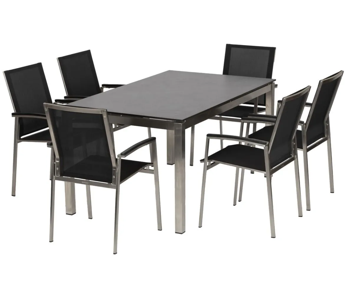 Acamp Gartenmöbel-Set Tisch Skye und Stapelstuhl Auris, 7-teilig
