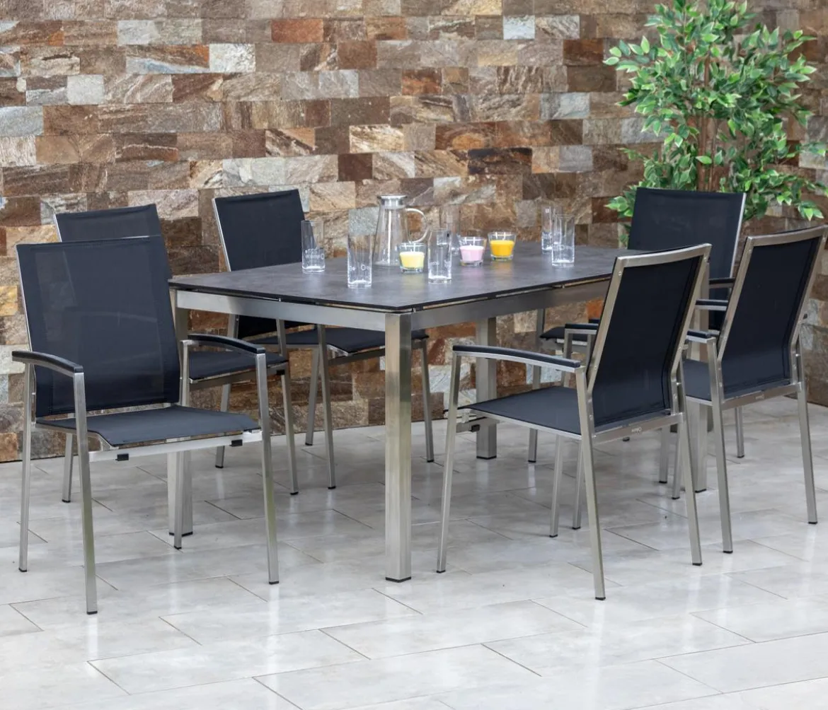 Acamp Gartenmöbel-Set Tisch Skye und Stapelstuhl Auris, 7-teilig