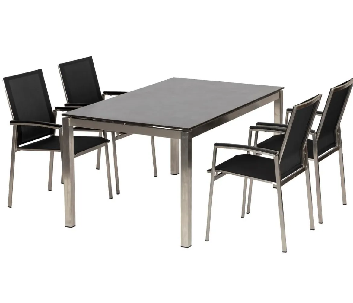 Acamp Gartenmöbel-Set Tisch Skye und Stapelstuhl Auris, 5-teilig