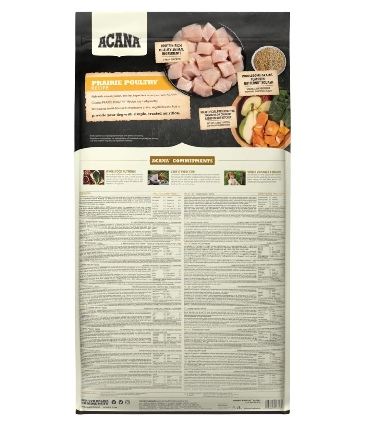ACANA Trockenfutter für Hunde Classics Prairie Poultry Recipe Adult