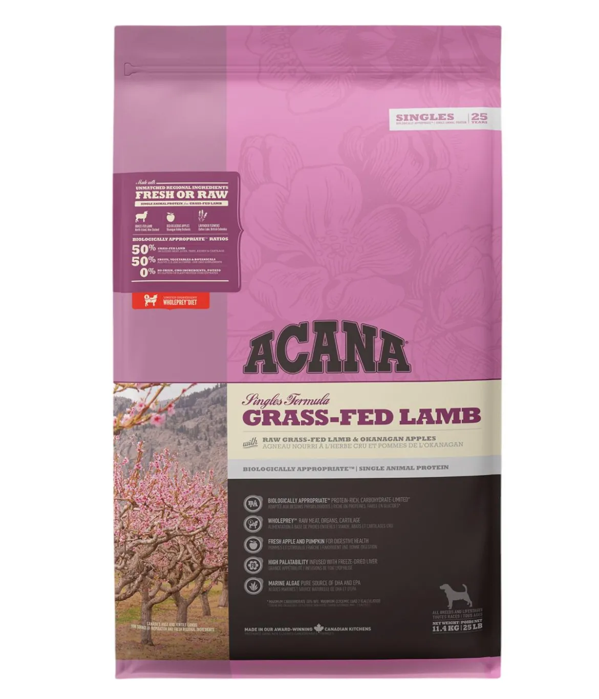 ACANA Trockenfutter für Hunde Singles Formula Adult Grass-fed Lamb