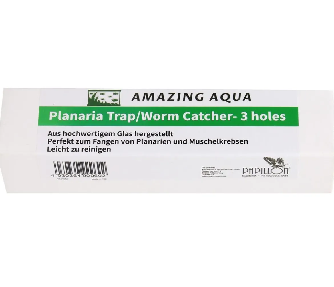 AMAZING AQUA Glas-Planarienfalle, 3 Löcher, ca. B2,5/H12,7/T2,5 cm