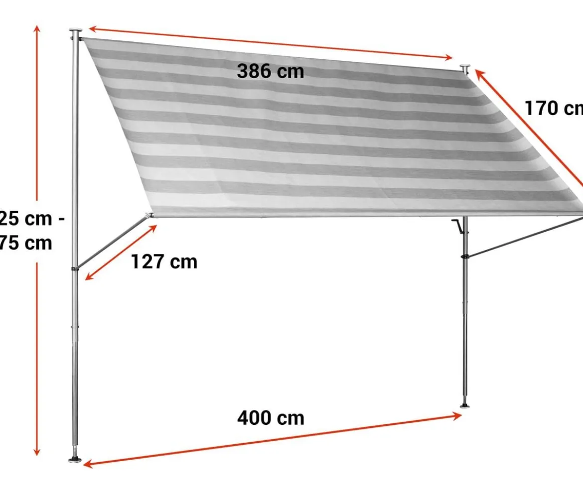 Angerer Klemmmarkise Premium, gestreift, ca. B400/H275/T170 cm