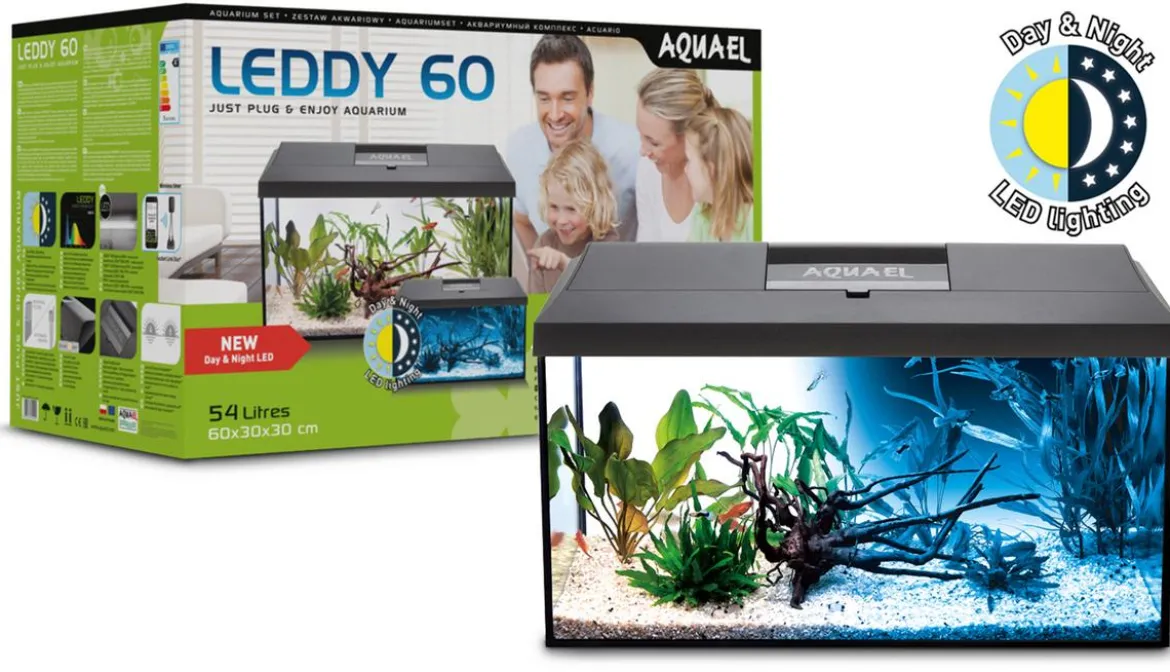 AQUAEL Aquarien-Set Leddy Day & Night 60 2.0, 54 l, ca. B60/H30/T30 cm