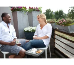 Artstone Kunststoff-Vase Ella, eckig, schwarz