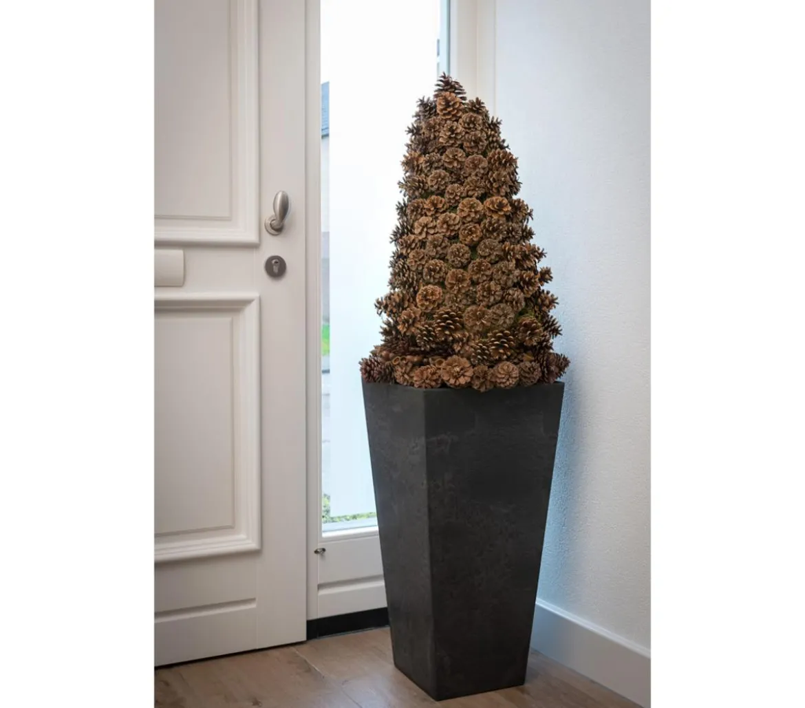 Artstone Kunststoff-Vase Ella, eckig, schwarz