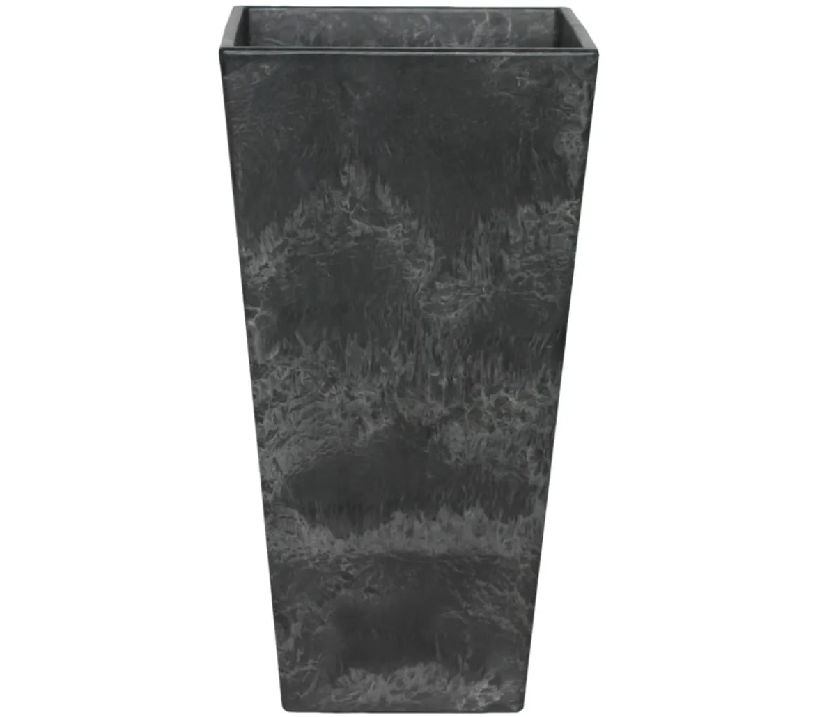 Artstone Kunststoff-Vase Ella, eckig, schwarz