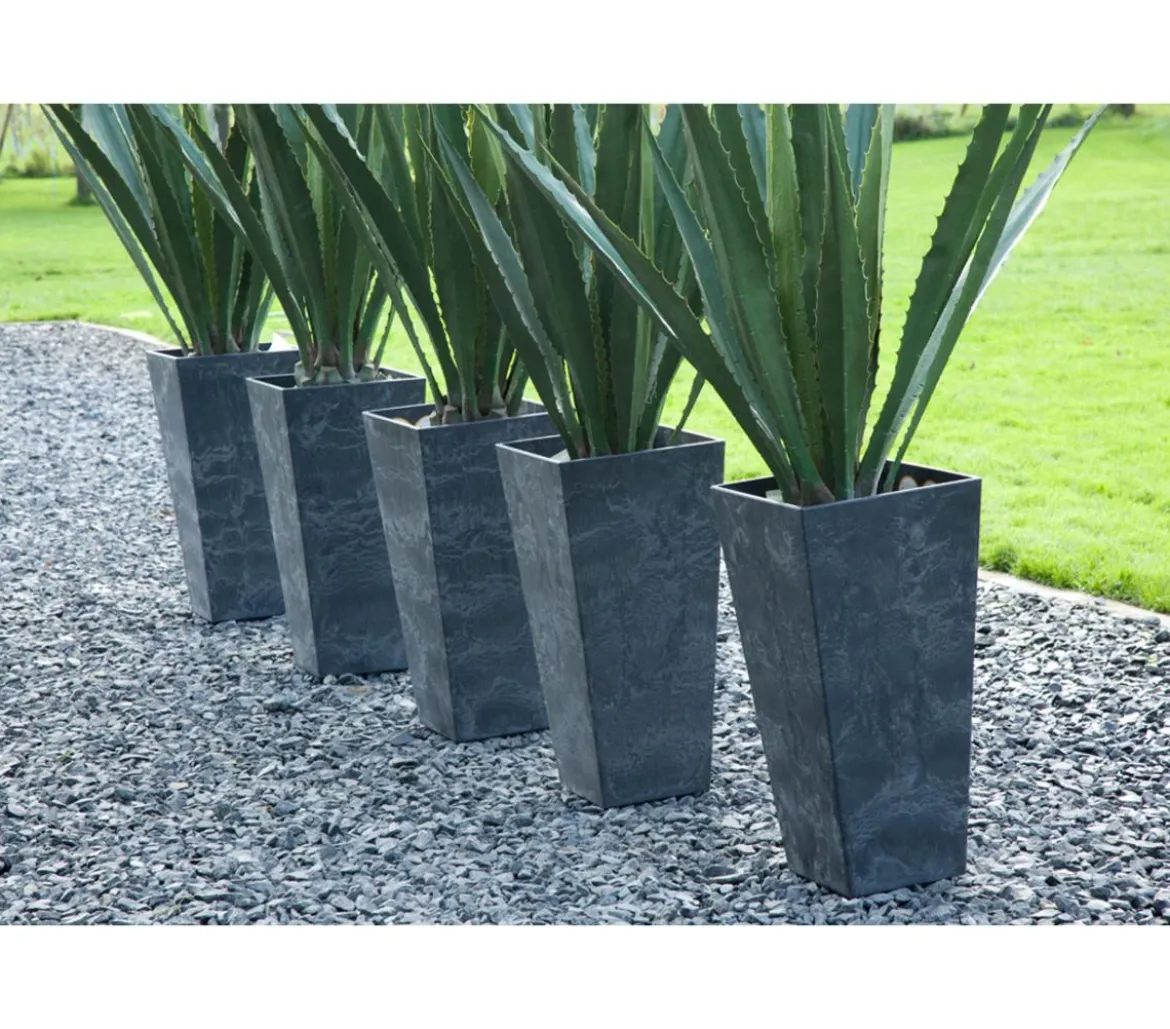 Artstone Kunststoff-Vase Ella, eckig, schwarz