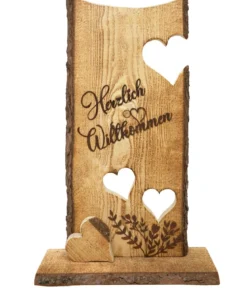Badeko Holz-Ständer Herzlich Willkommen mit Herzen, ca. H75 cm