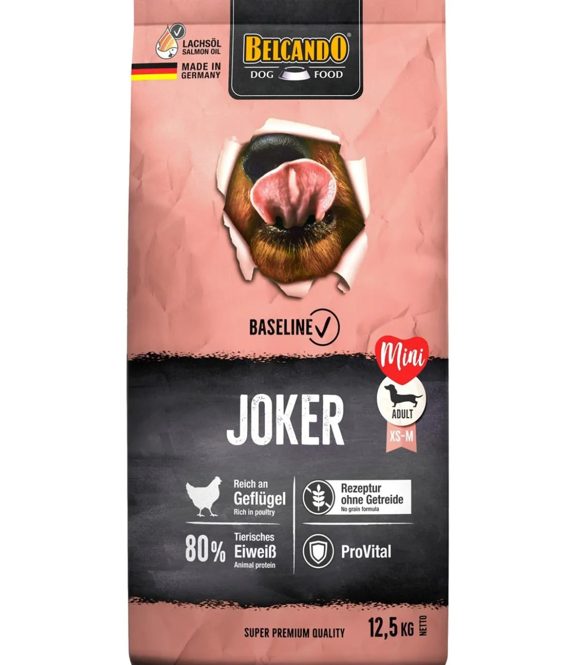 BELCANDO® Trockenfutter für Hunde Baseline Joker Mini Adult, Geflügel, 12,5 kg