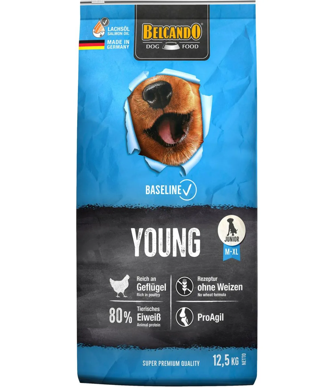 BELCANDO® Trockenfutter für Hunde Baseline Young, Junior, Geflügel, 12,5 kg