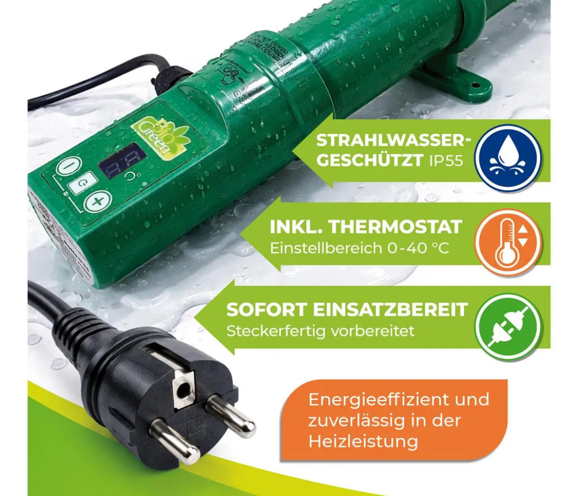 Bio Green Elektro-Gewächshausheizung 135 W mit integriertem Thermostat, ca. B100/H5/T5 cm