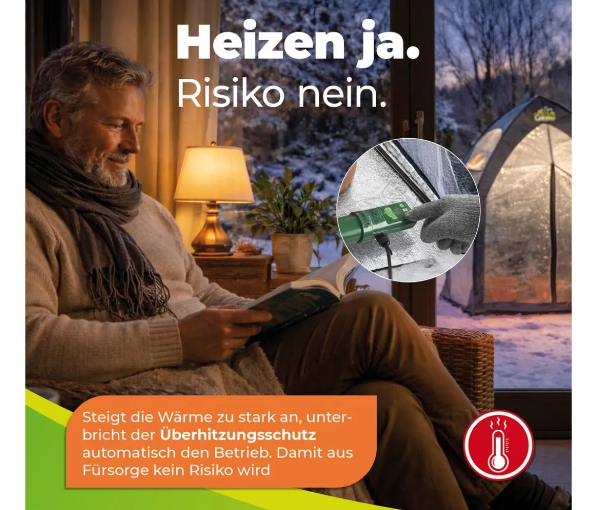 Bio Green Elektro-Gewächshausheizung 135 W mit integriertem Thermostat, ca. B100/H5/T5 cm