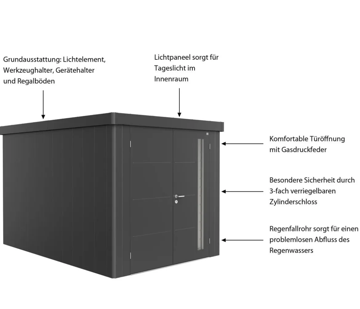 Biohort Gerätehaus Neo 4B, ca. B236/H222/T348 cm