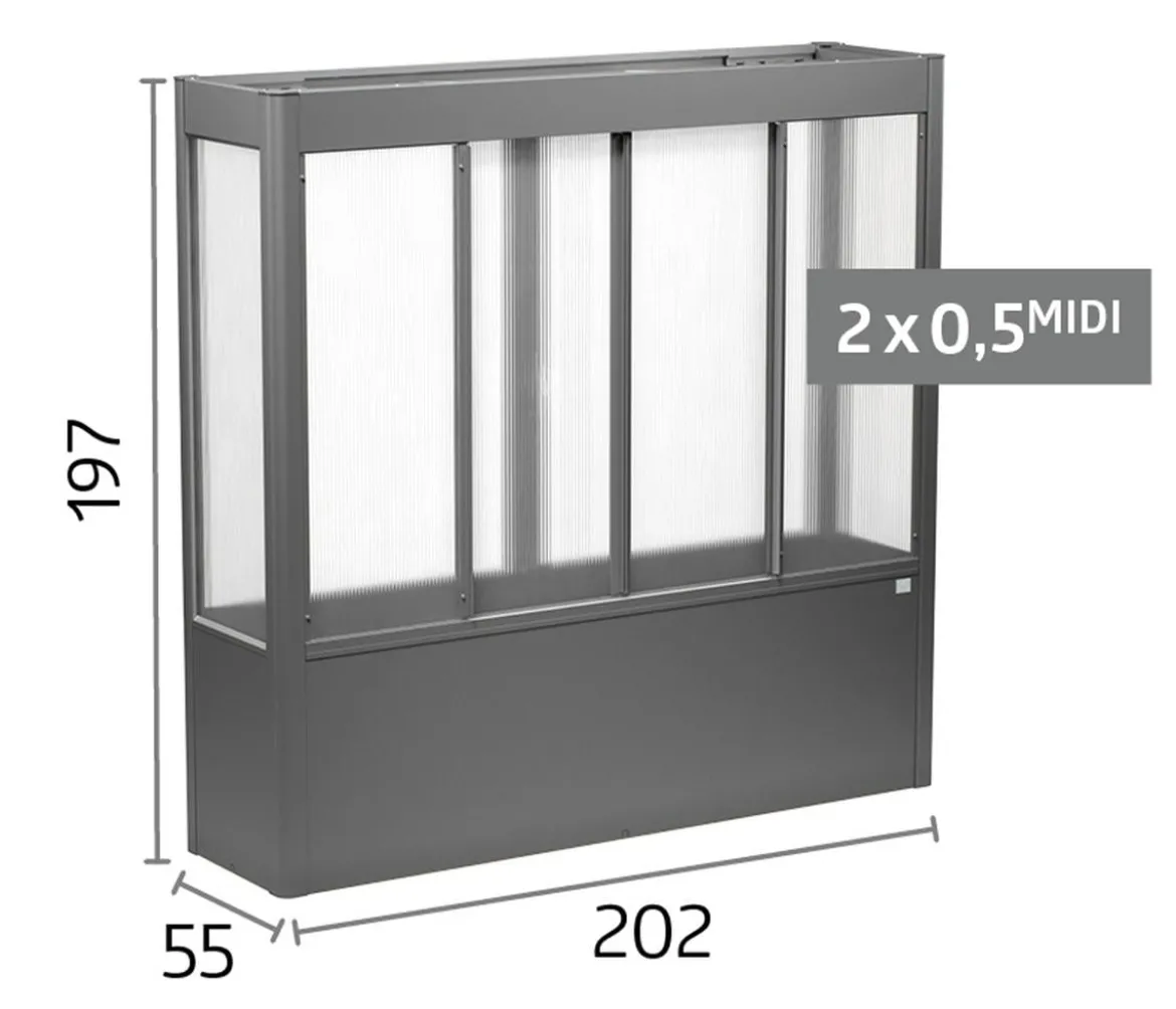 Biohort Gewächshaus Florentina 2 x 0,5 MIDI, ca. B201,6/H197/T54,8 cm