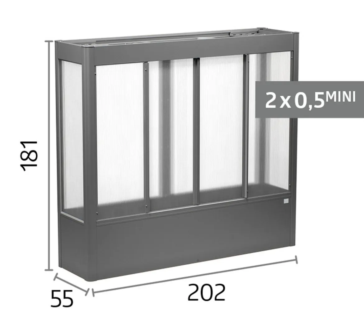 Biohort Gewächshaus Florentina 2 x 0,5 MINI, ca. B201,6/H180,7/T54,8 cm