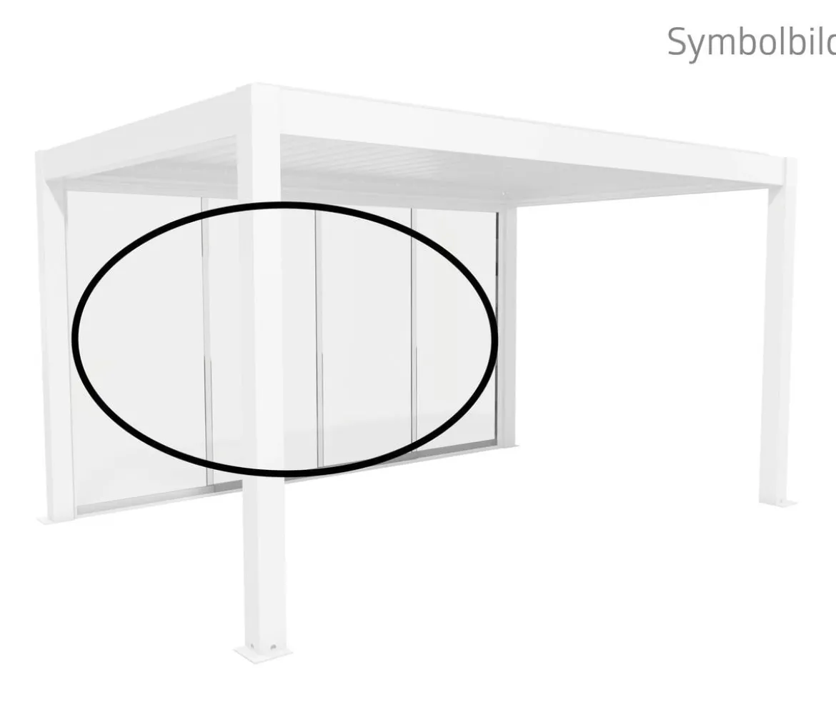 Biohort Glasschiebewand für Pergolen Klarglas 4 m, ca. B364,5/H234,9/T9 cm