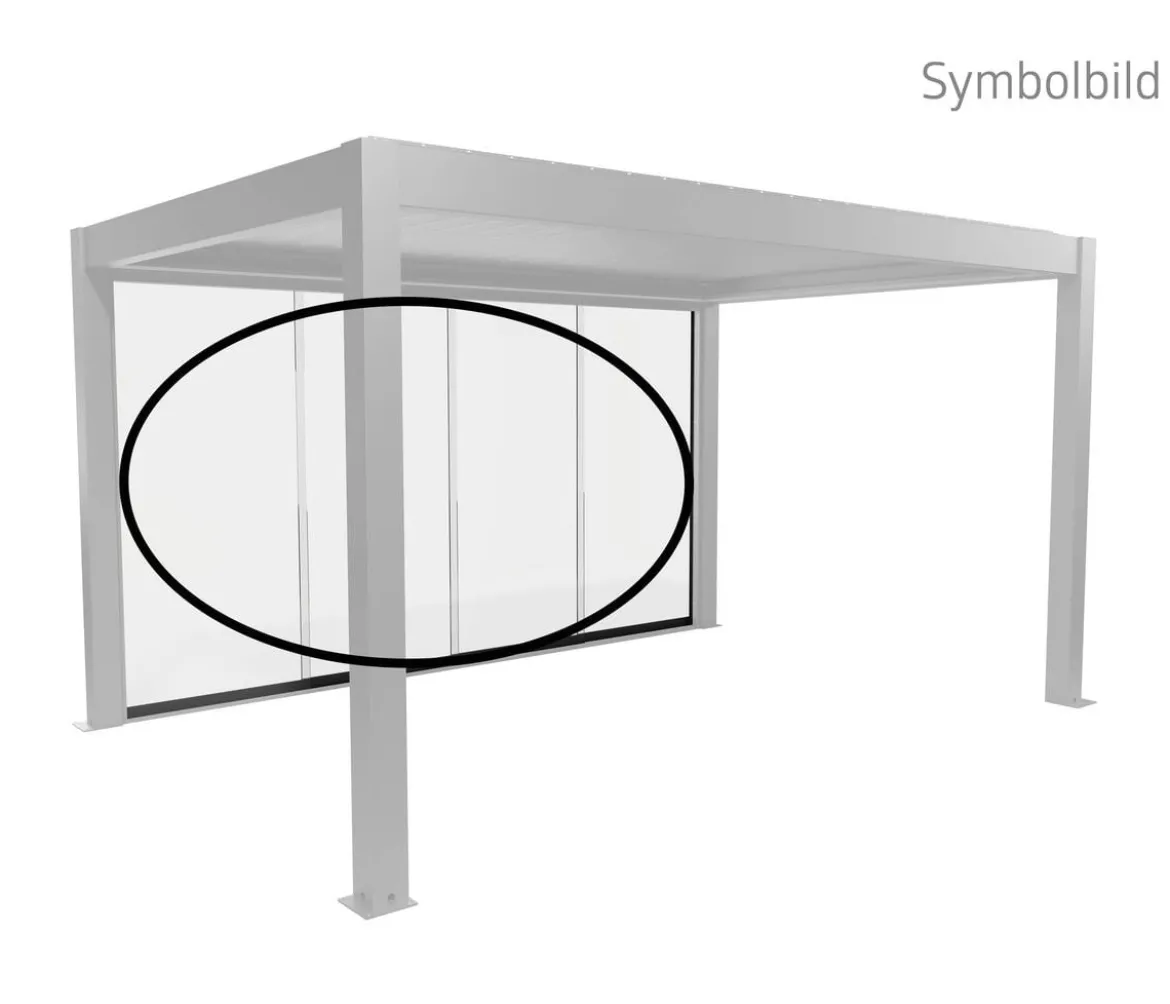 Biohort Glasschiebewand für Pergolen Klarglas 4 m, ca. B364,5/H234,9/T9 cm