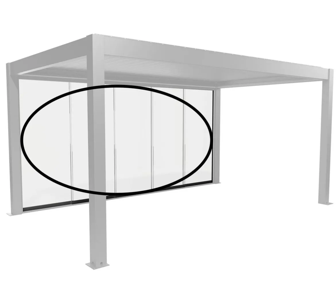 Biohort Glasschiebewand für Pergolen Klarglas 5 m, ca. B475,5/H234,9/T6,9 cm