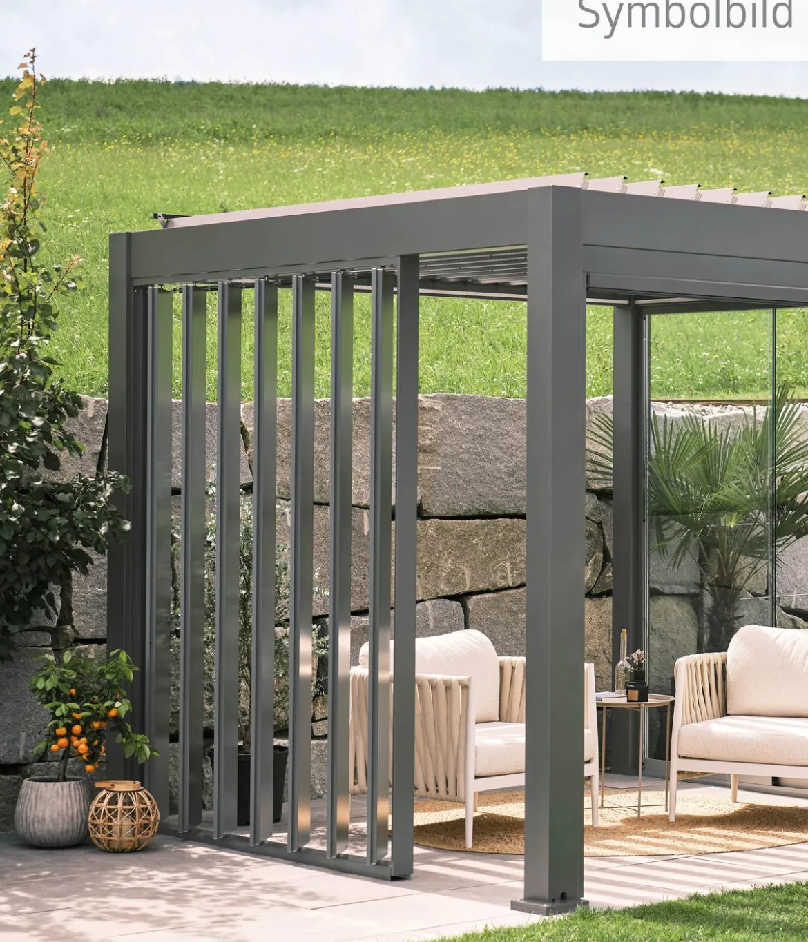 Biohort Lamellenseitenwand für Pergolen 2 m, ca. B192,6/H235/T10,3 cm