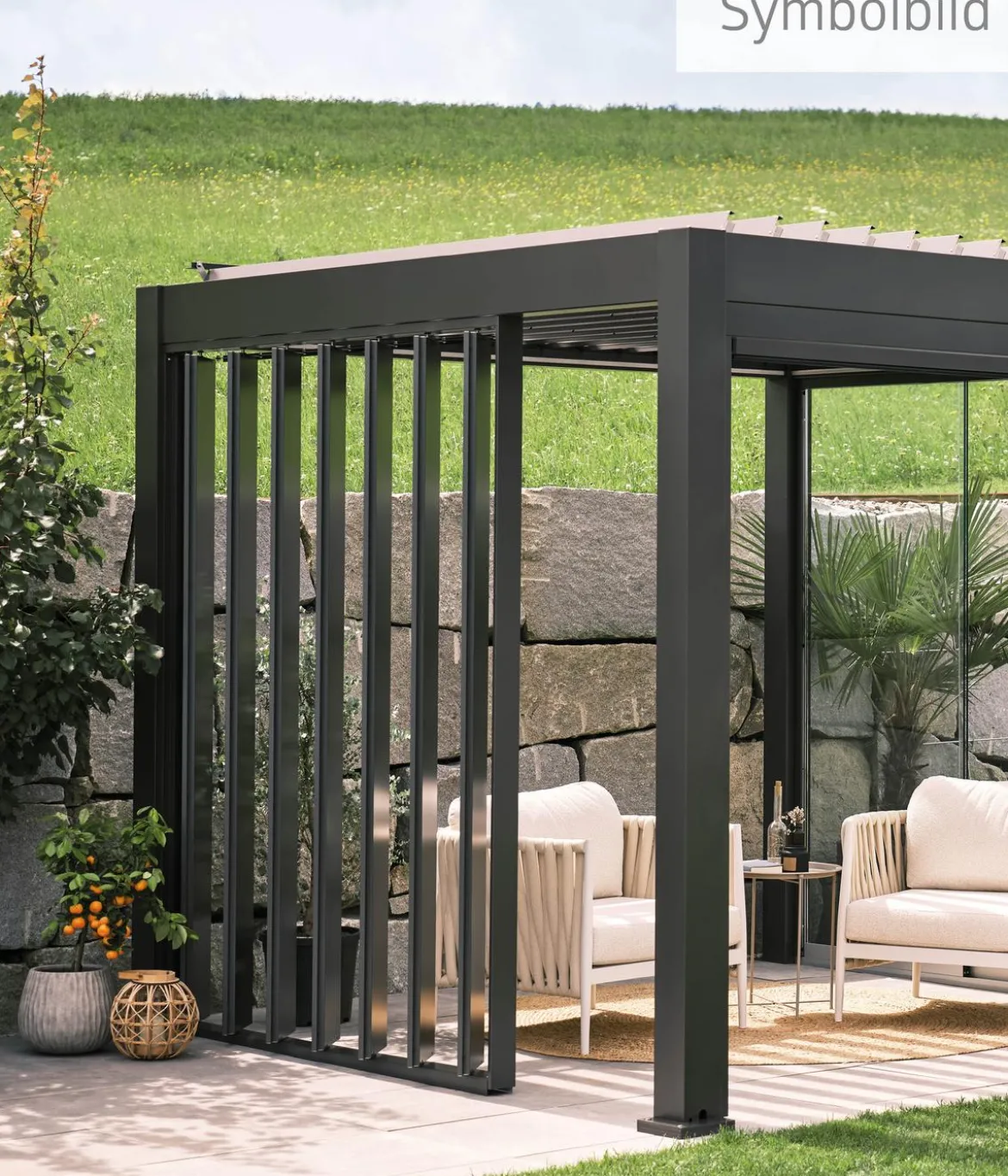 Biohort Lamellenseitenwand für Pergolen 2 m, ca. B192,6/H235/T10,3 cm