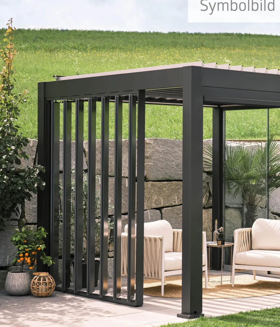 Biohort Lamellenseitenwand für Pergolen 2,5 m, ca. B245,7/H235/T10,3 cm