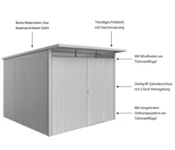Biohort Metallgerätehaus AvantGarde ECO A7, ca. B260/H217/T300 cm