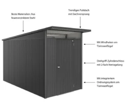 Biohort Metallgerätehaus AvantGarde ECO A4, ca. B180/H222/T380 cm