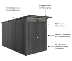 Biohort Metallgerätehaus AvantGarde ECO A4, ca. B180/H222/T380 cm