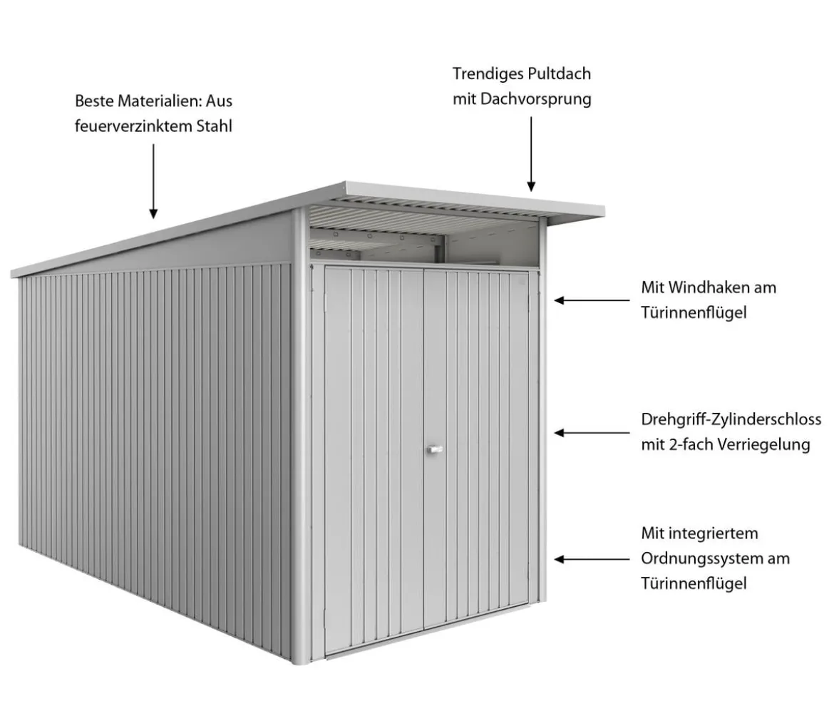 Biohort Metallgerätehaus AvantGarde ECO A4, ca. B180/H222/T380 cm