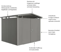 Biohort Metallgerätehaus Panorama® P3, ca. B273/H227/T238 cm