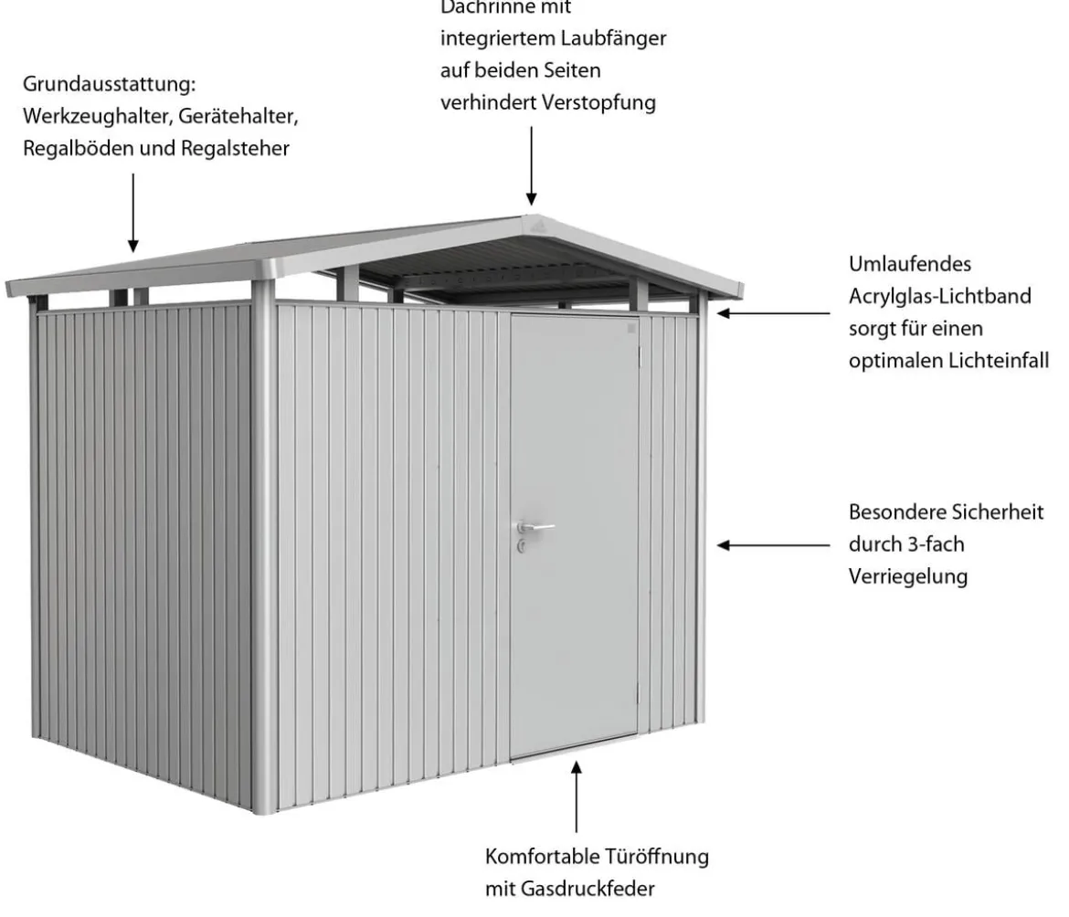 Biohort Metallgerätehaus Panorama® P2, ca. B273/H227/T198 cm