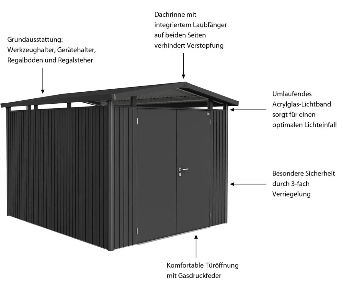 Biohort Metallgerätehaus Panorama® P5, ca. B273/H227/T318 cm