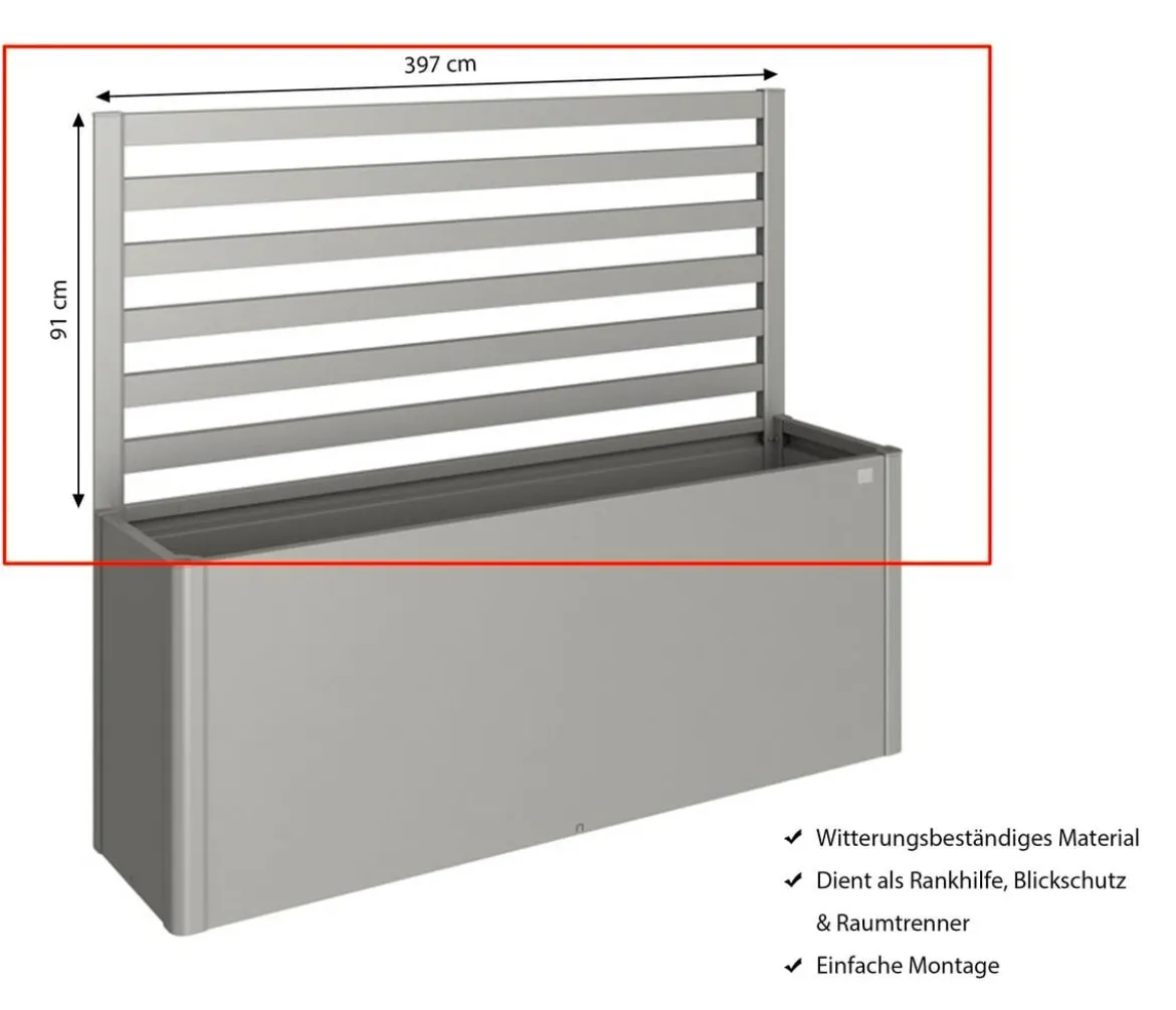 Biohort Metall-Rankgitter für HochBeet 4x1, ca. B397/H91/T4 cm