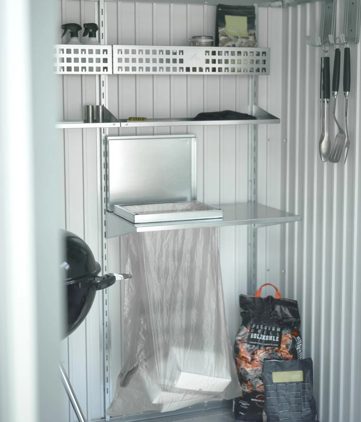 Biohort Müllsackhalterung für Gerätehaus Europa/HighLine/AvantGarde/Panorama und Geräteschrank, ca. B72/H16,2/T44,6 cm