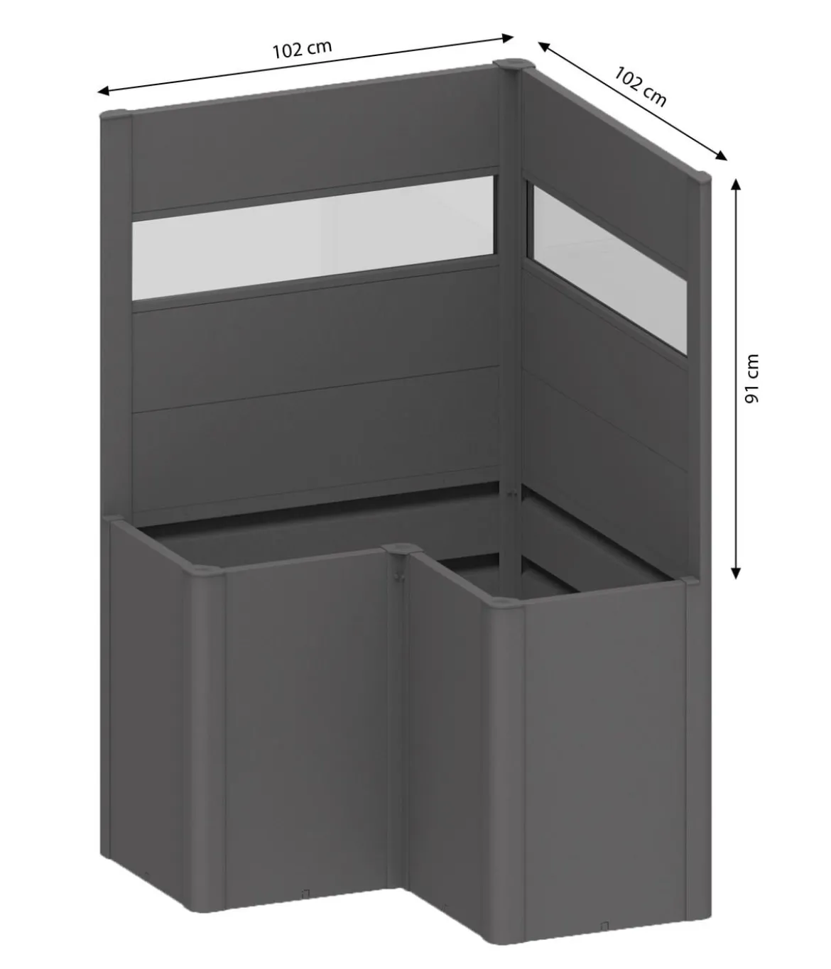Biohort Sichtschutz Belvedere L100 mit Acrylglas, ca. B102/H91/T102 cm