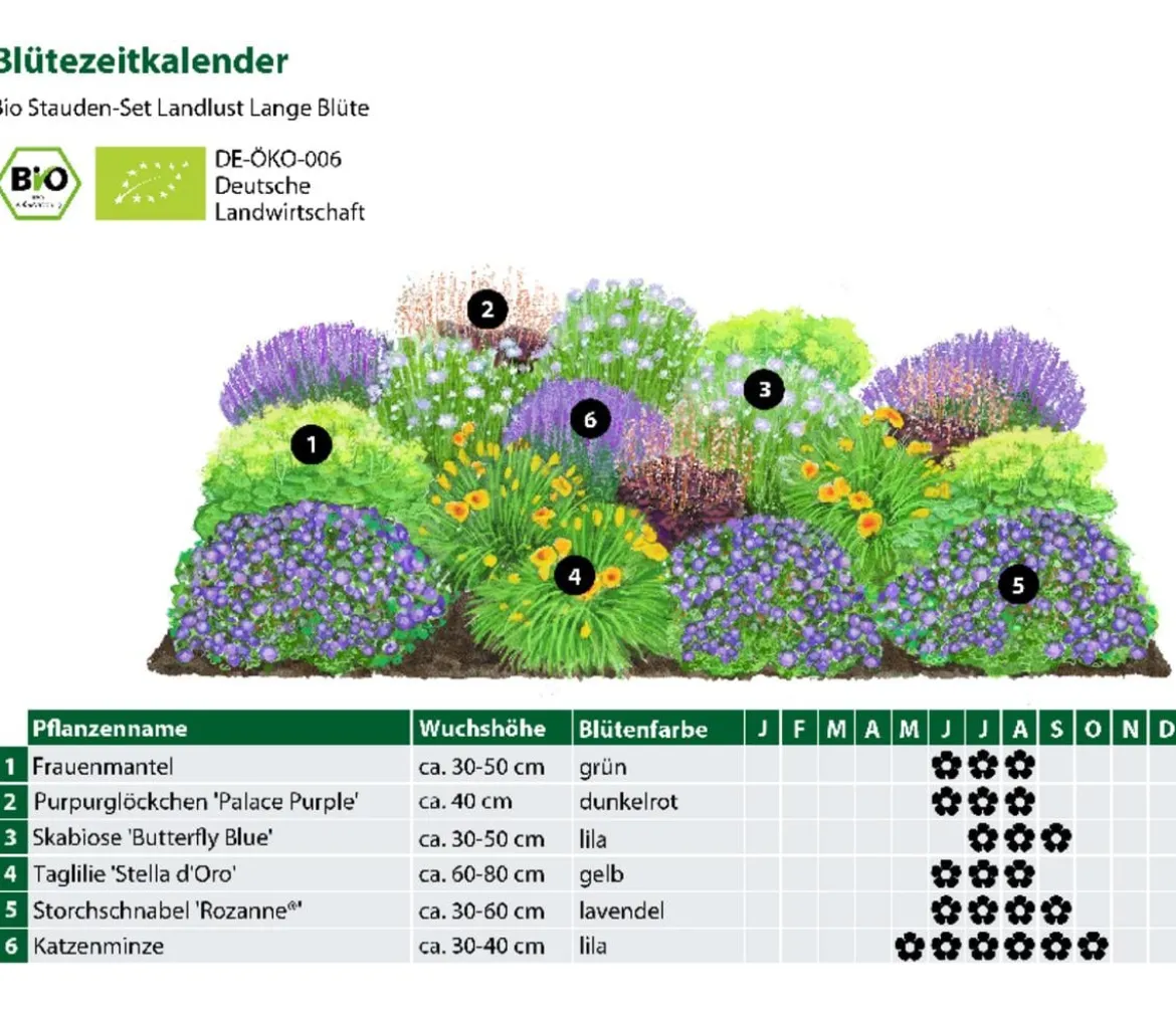 Bio Stauden-Set Lange Blüte, Landlust Kollektion, 18-teilig