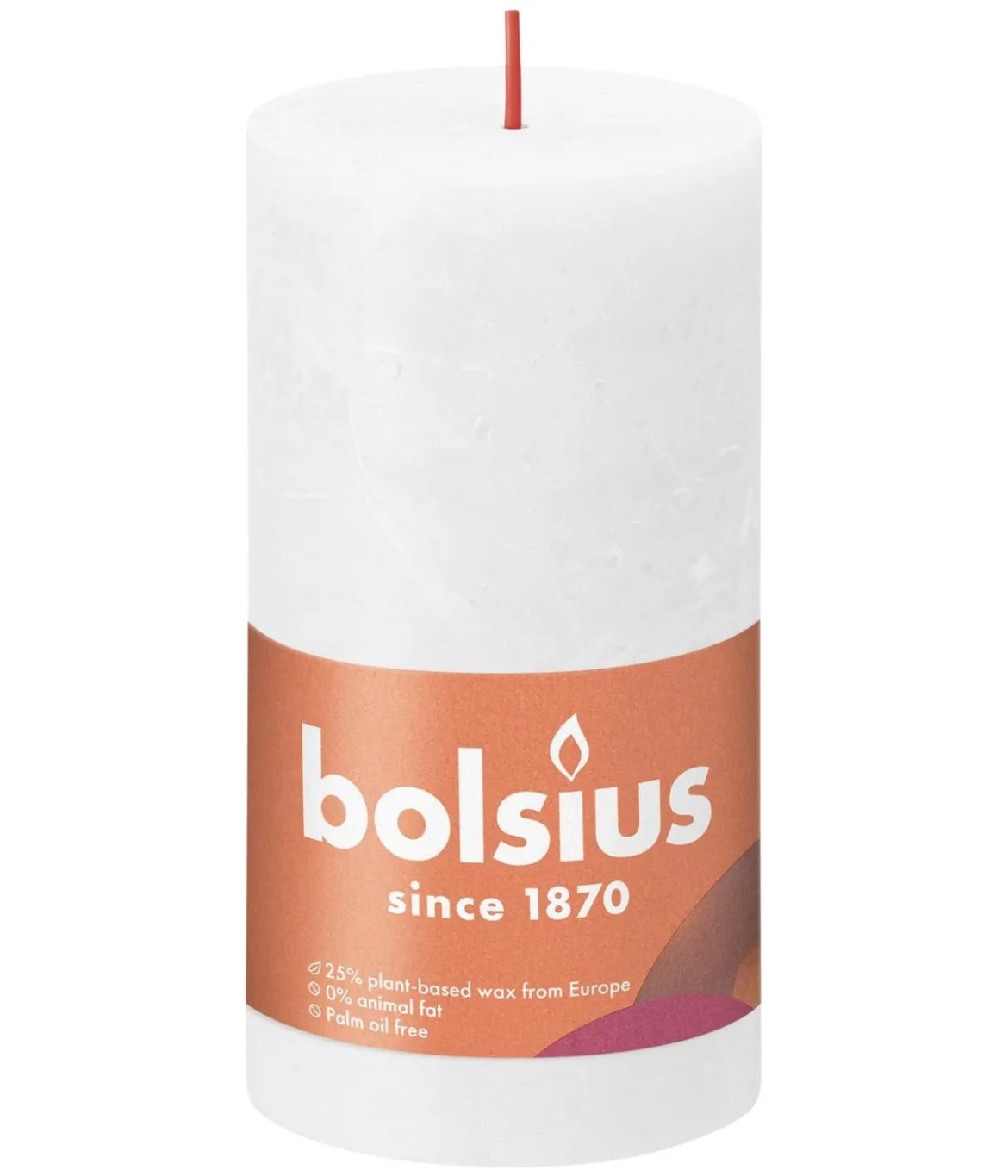 Bolsius Rustik Stumpenkerze Shine, wolkiges weiß, ca. Ø6,8/H13 cm