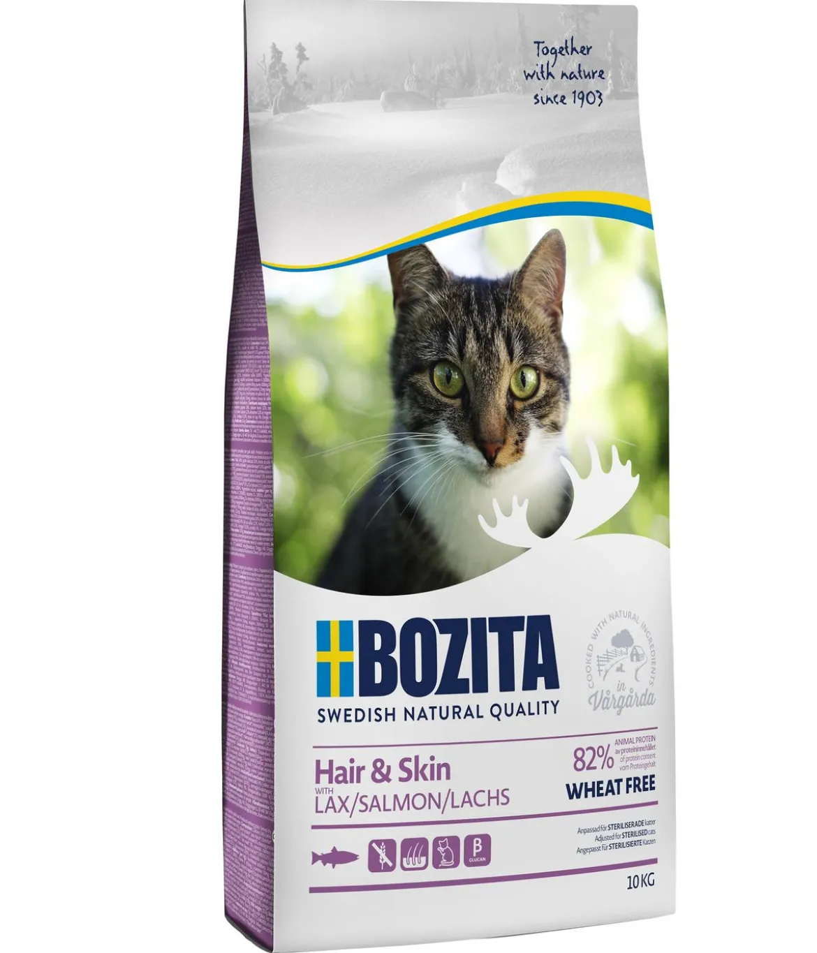 BOZITA Trockenfutter für Katzen Hair & Skin Wheat Free Salmon, Lachs, 10 kg