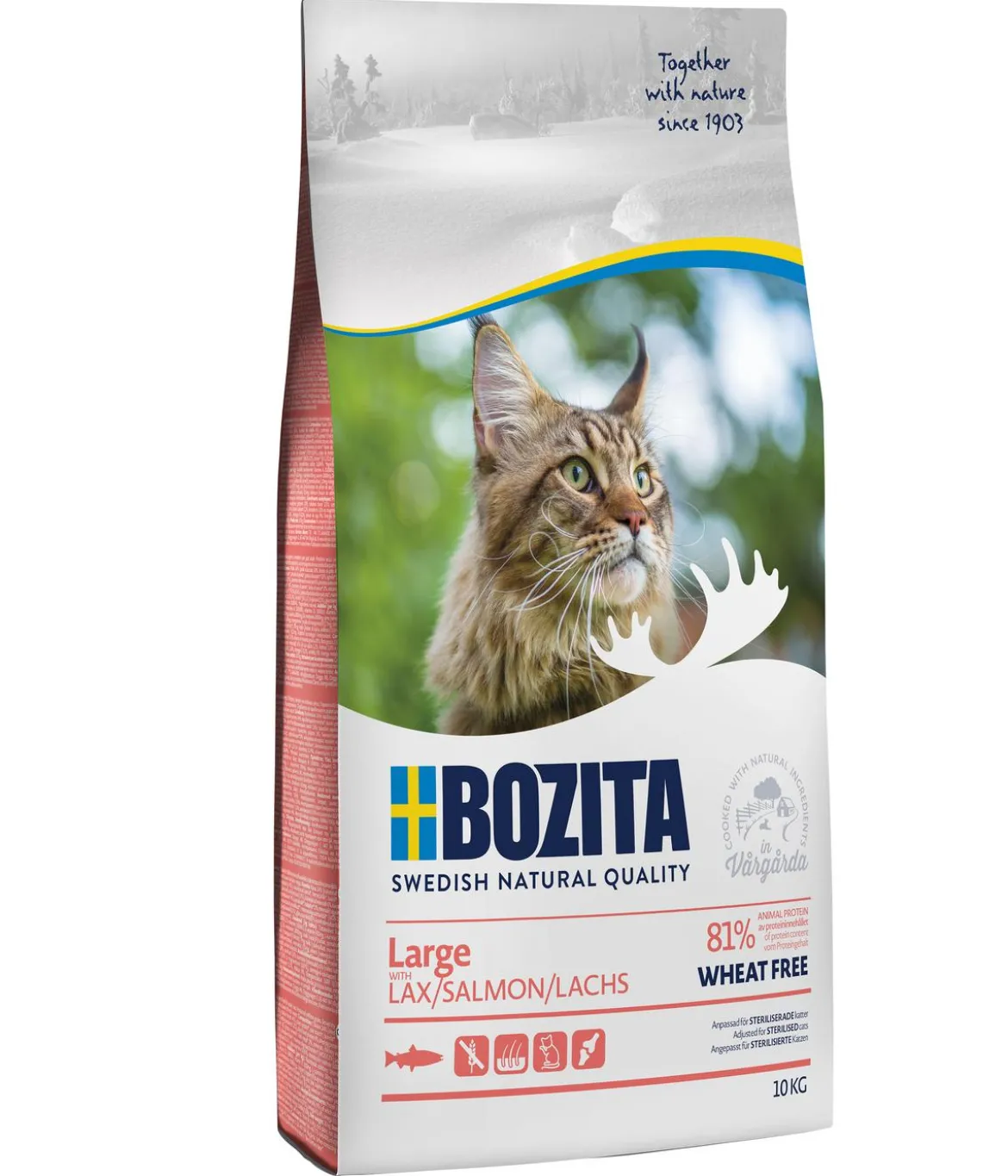 BOZITA Trockenfutter für Katzen Large Wheat Free Salmon, Lachs, 10 kg