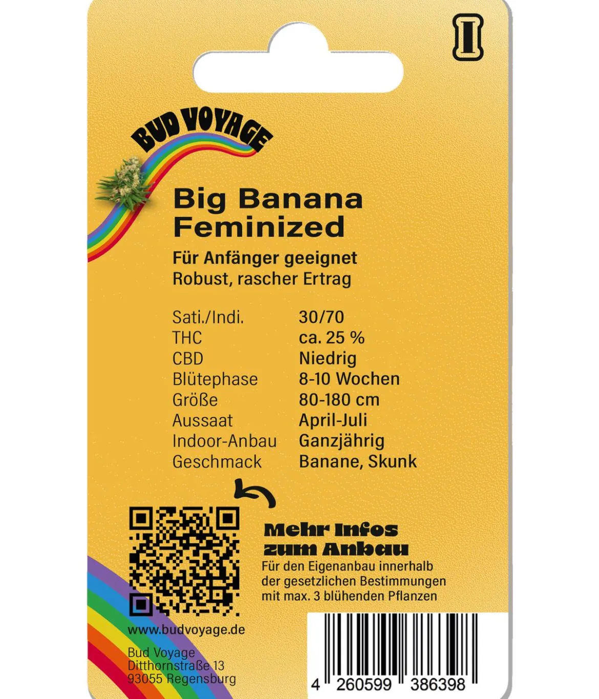 Bud Voyage Hanfsamen Anti-Stress Big Banana, 3 Stk.